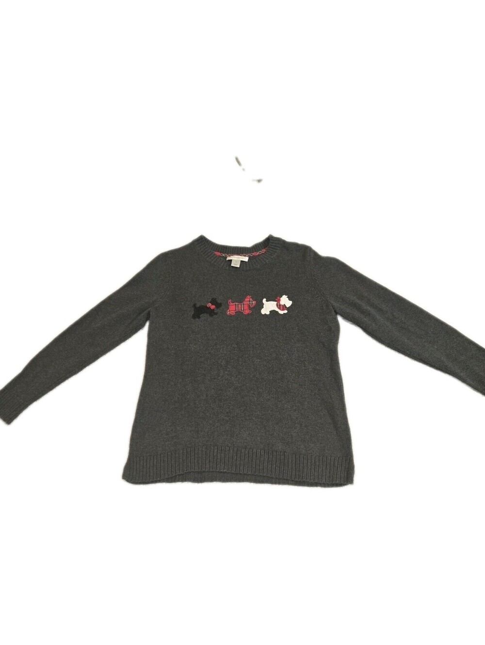 Scotty Dog Sweater Women's Sz M 💯 cotton Gray Preppy Cottage Core